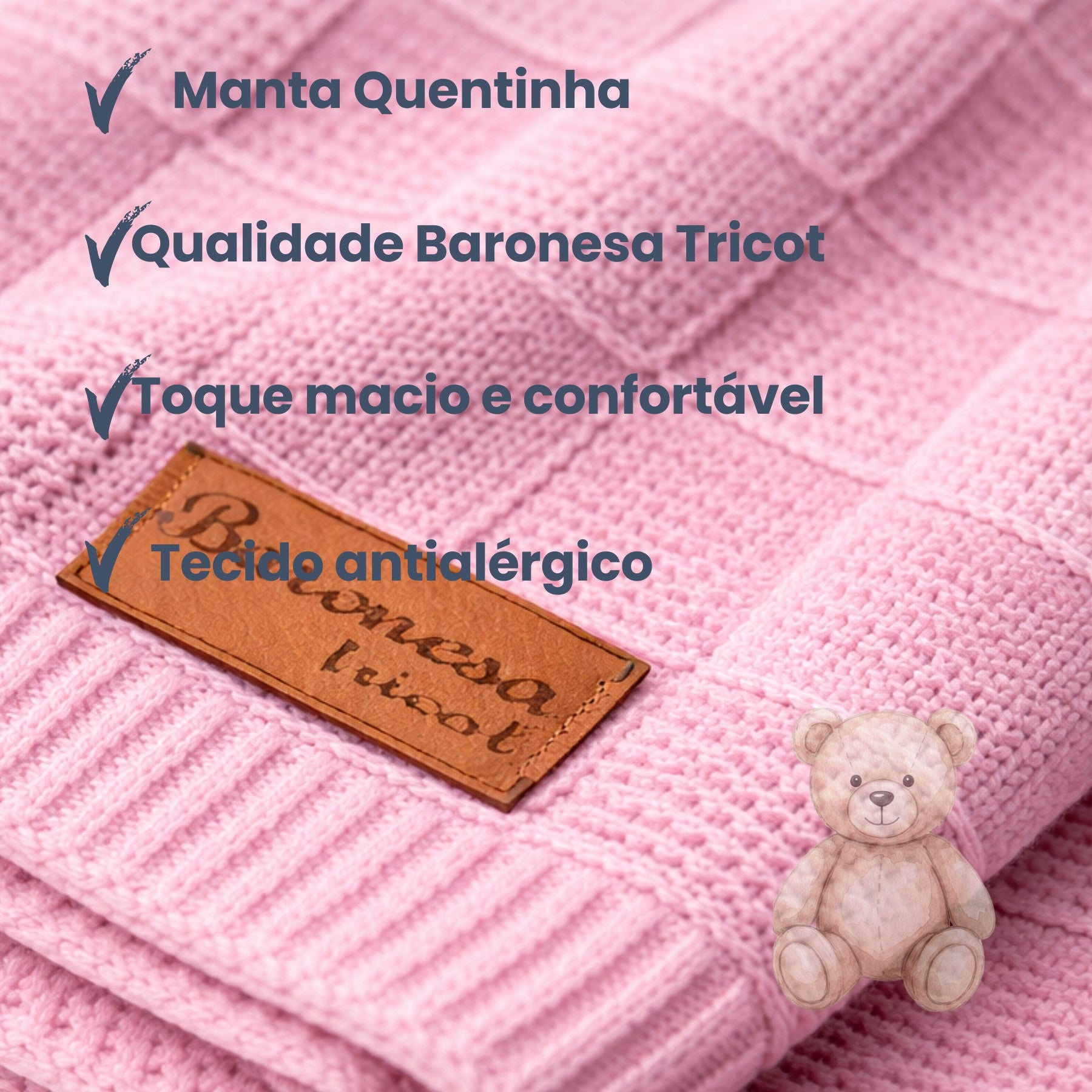 Manta de Tricot para Bebê Recem Nascido DA