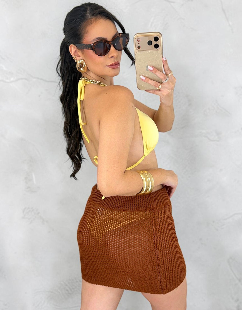 Saia Saída de Praia Feminina Tricô