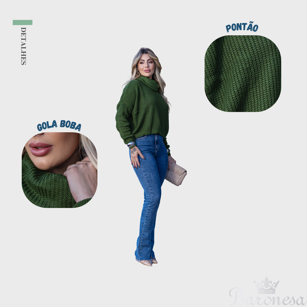 Blusa Feminina Tricot Lã Grossa Ampla De Frio Inverno Quente