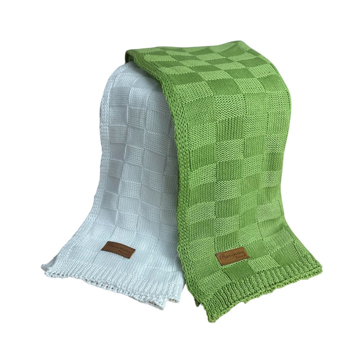 Kit 2 Manta de Bebê Tricô Direito e Avesso