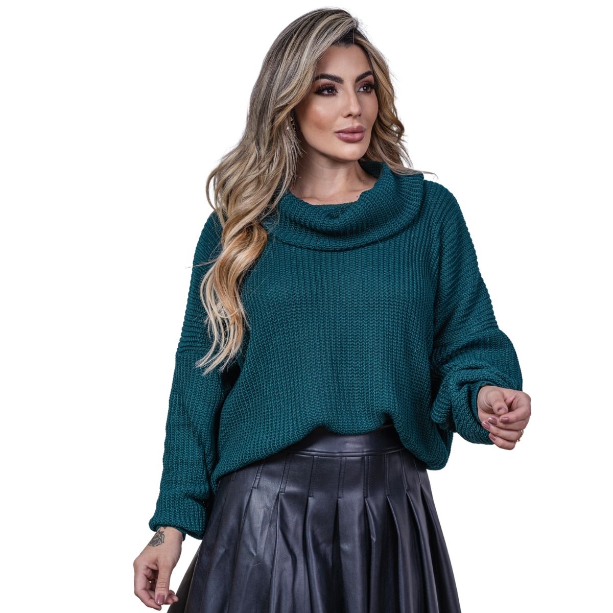 Blusa Feminina Tricot Lã Grossa Ampla De Frio Inverno Quente