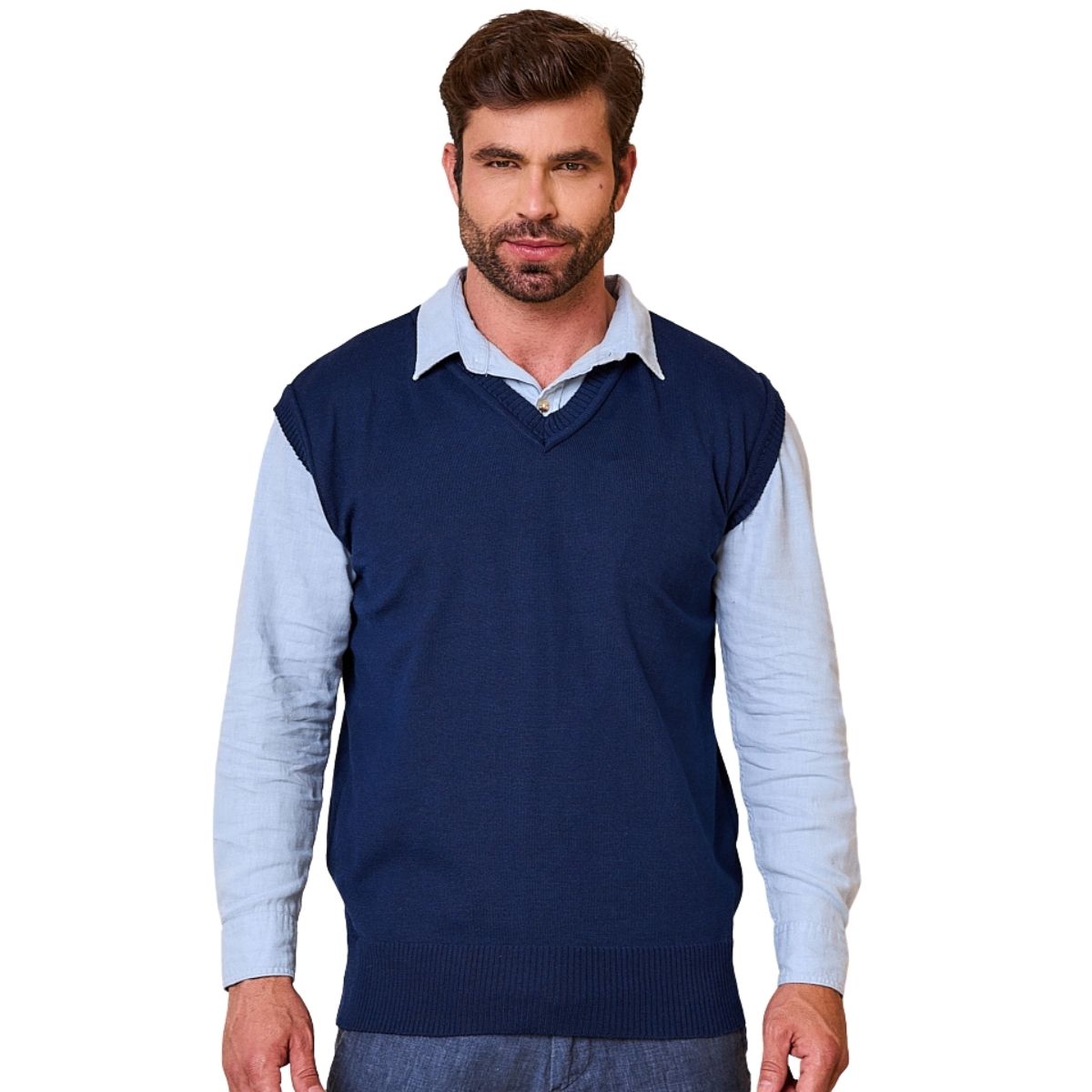 Colete Pulôver Masculino Lã Trico Frio Gola V