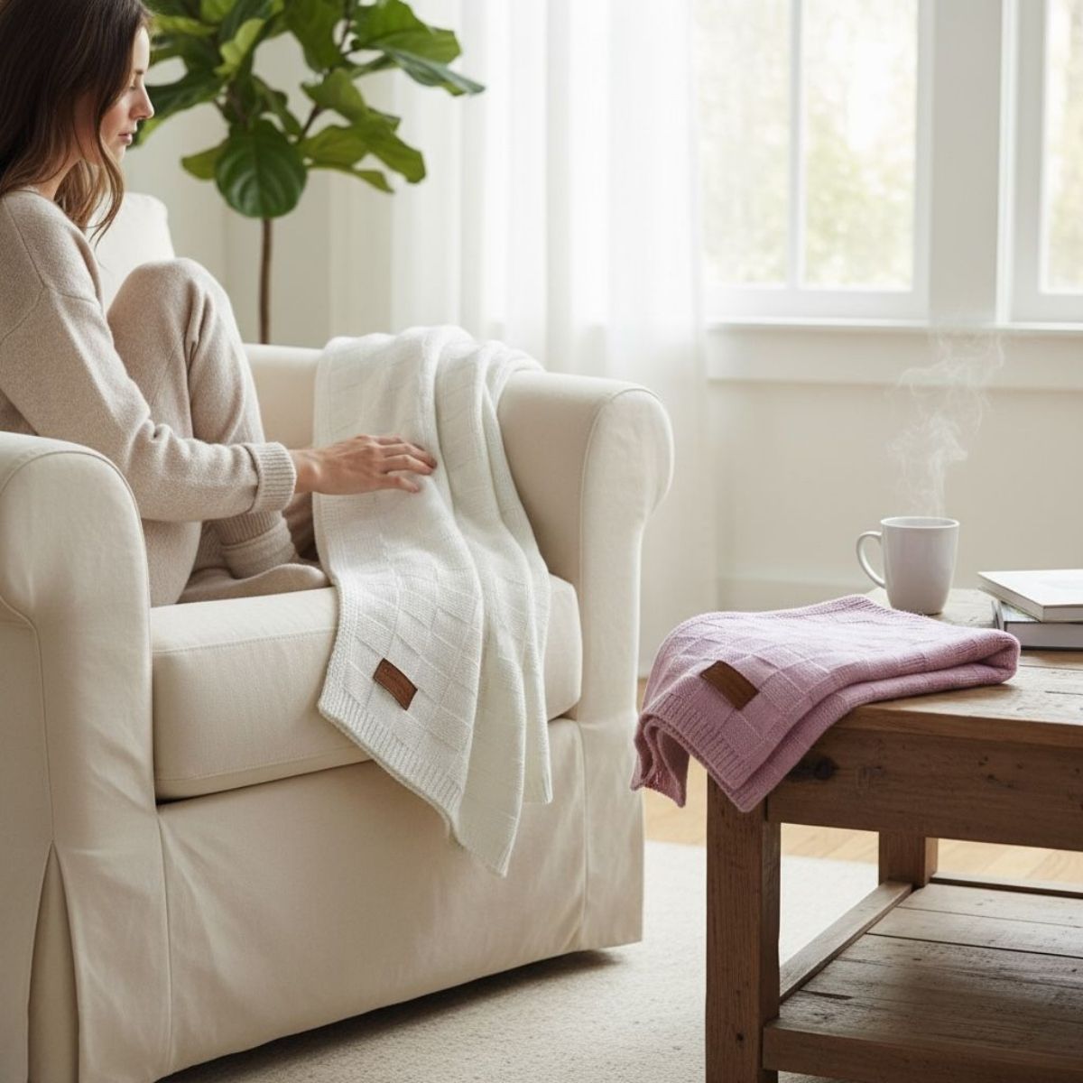 Kit 2 Manta de Bebê Tricô Direito e Avesso