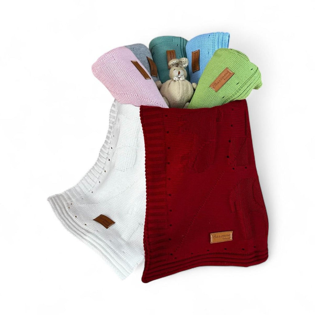 Kit 2 Mantinha de Tricô para Bebê Antialérgica