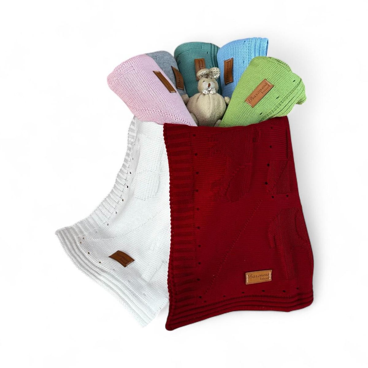 Kit 2 Mantinha de Tricô para Bebê Antialérgica