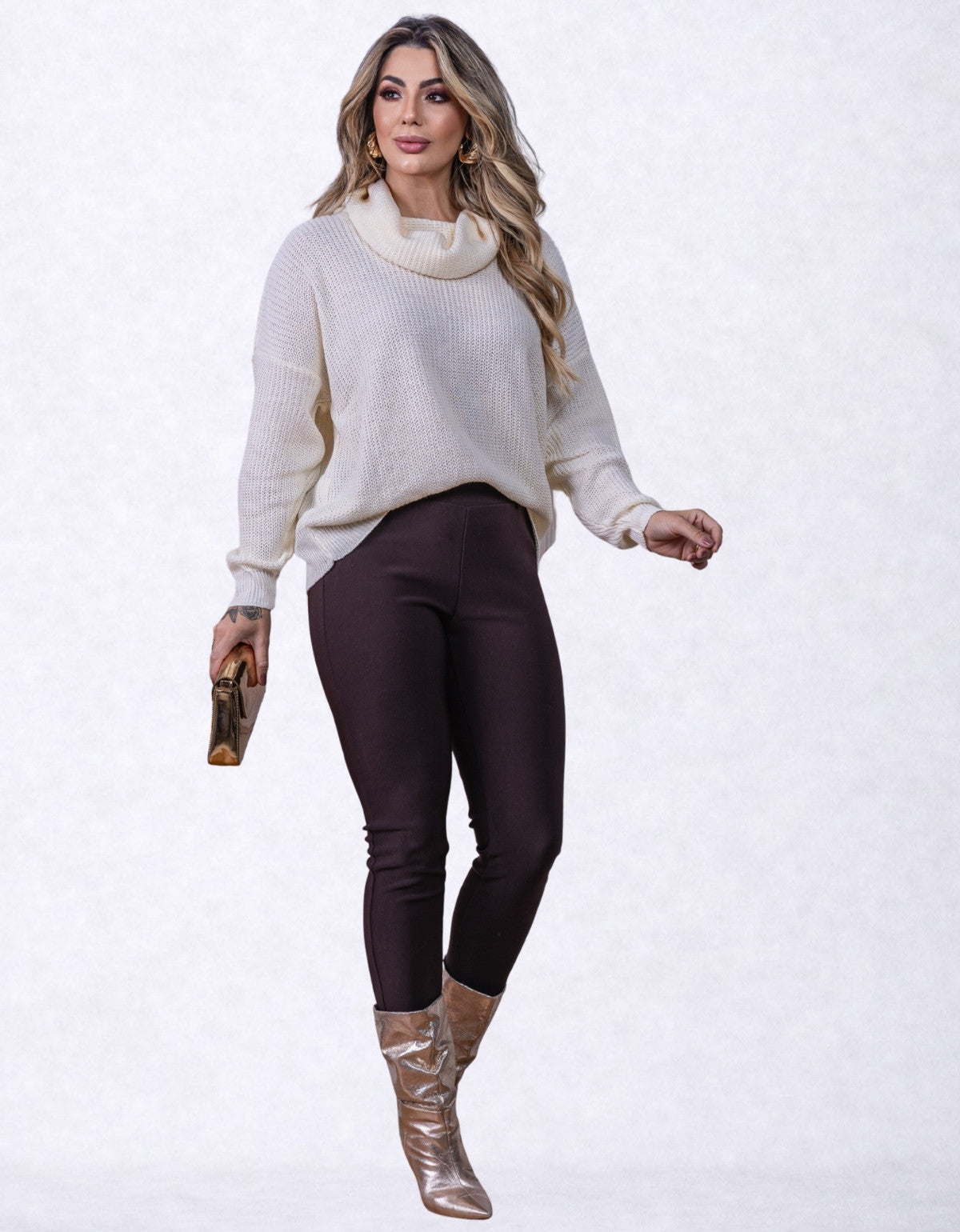 Blusa Feminina Elegante Gola Boba