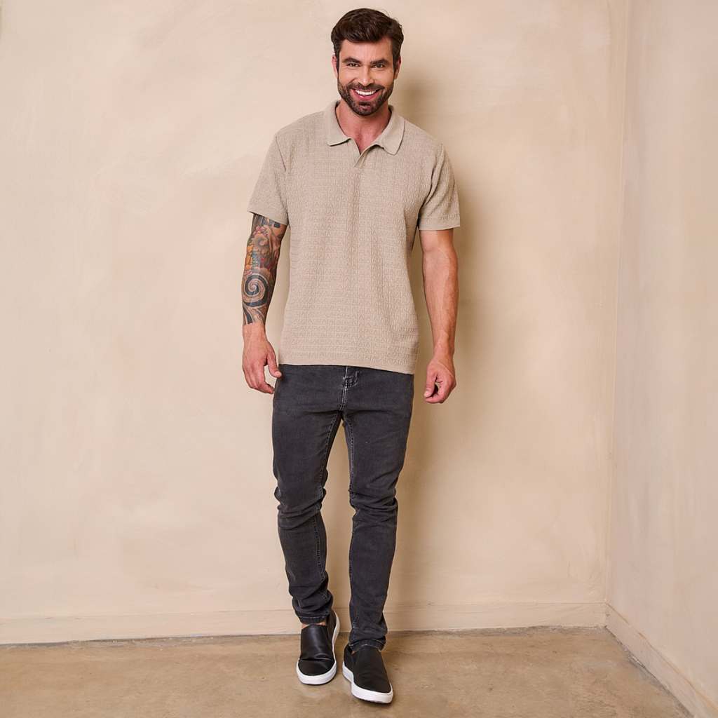 Camiseta Masculina Polo Tricô