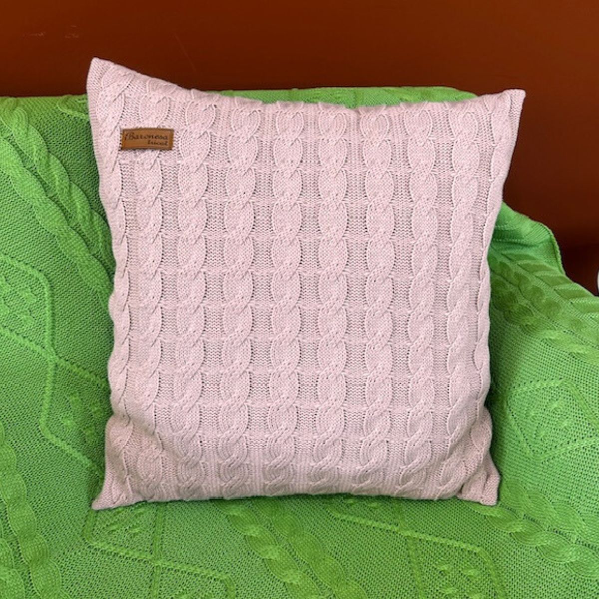 Capa de Almofada Tricô Decorativa 45x45 Luxo Trança