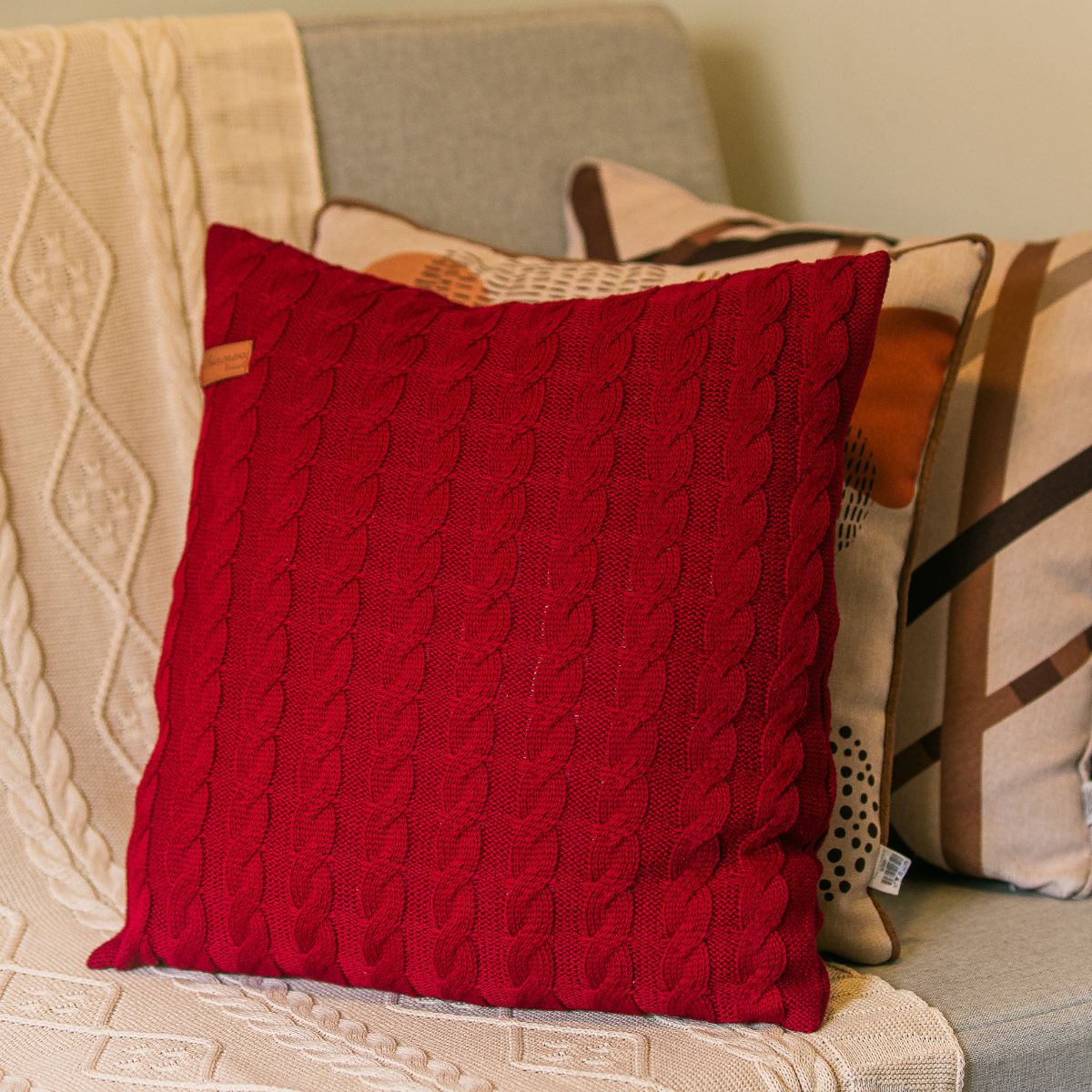 Capa de Almofada Tricô Decorativa 45x45 Luxo Trança