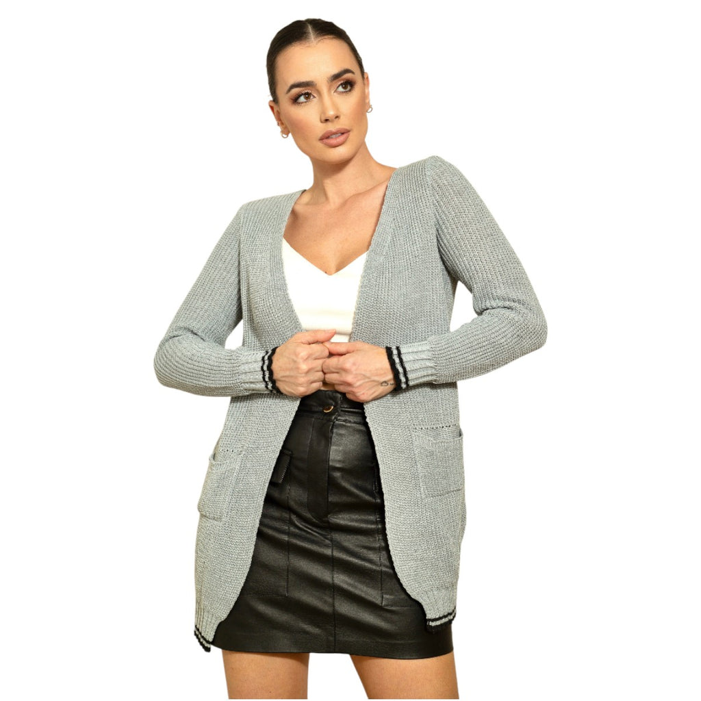 Cardigã De Trança Trico Tricot Manga Inverno