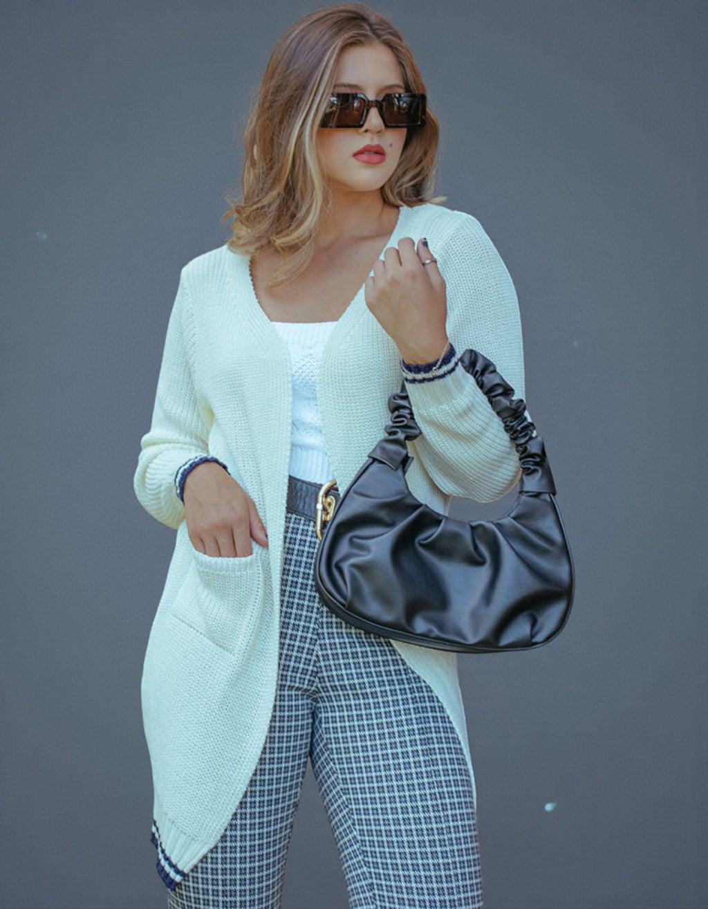 Cardigã De Trança Trico Tricot Manga Inverno