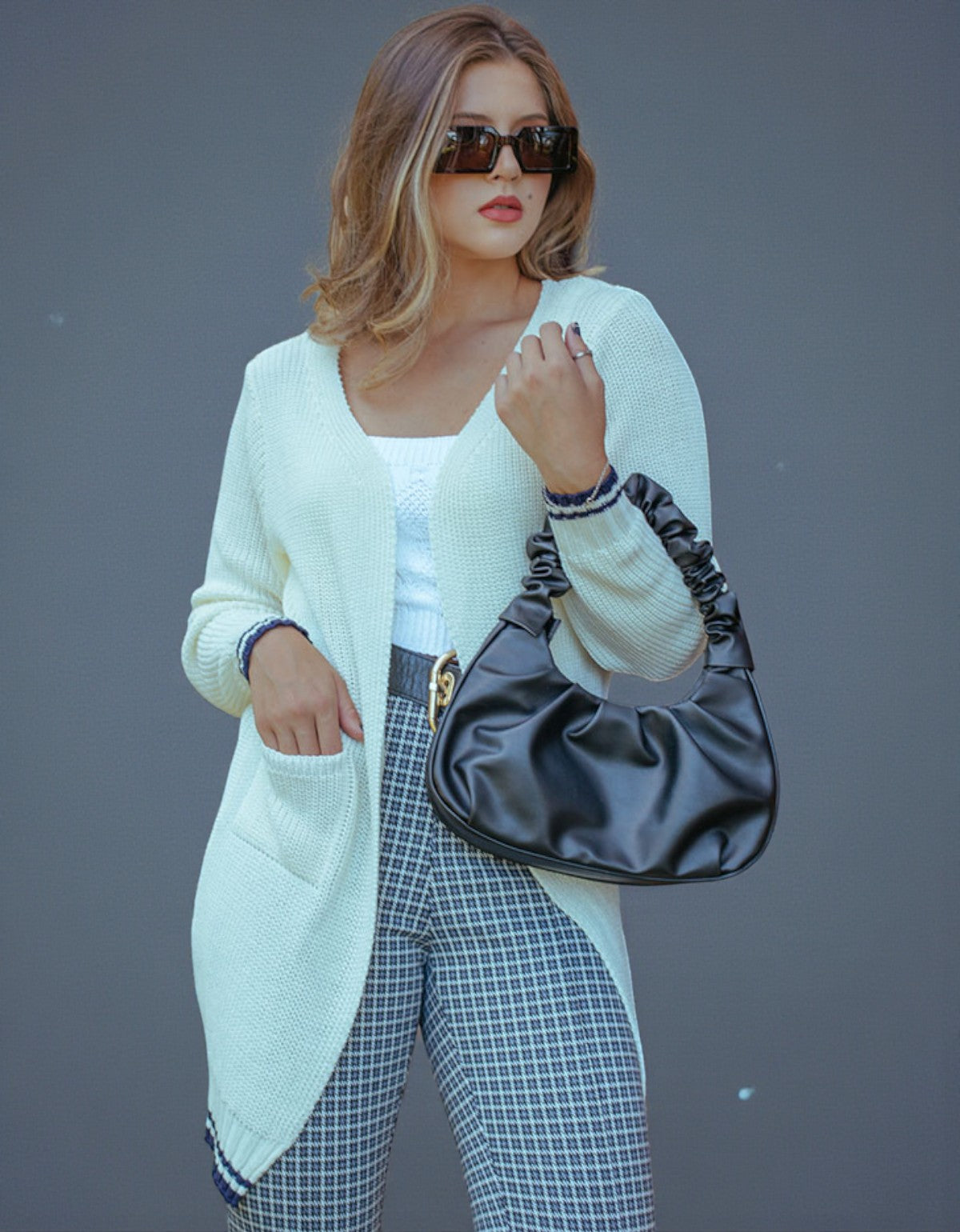 Cardigã De Trança Trico Tricot Manga Inverno