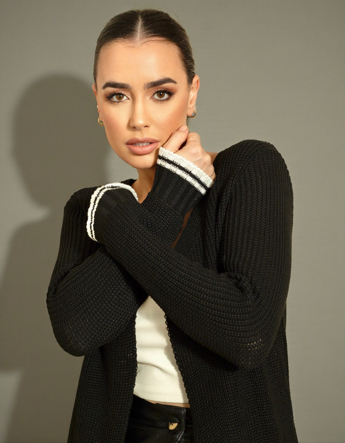 Cardigã De Trança Trico Tricot Manga Inverno