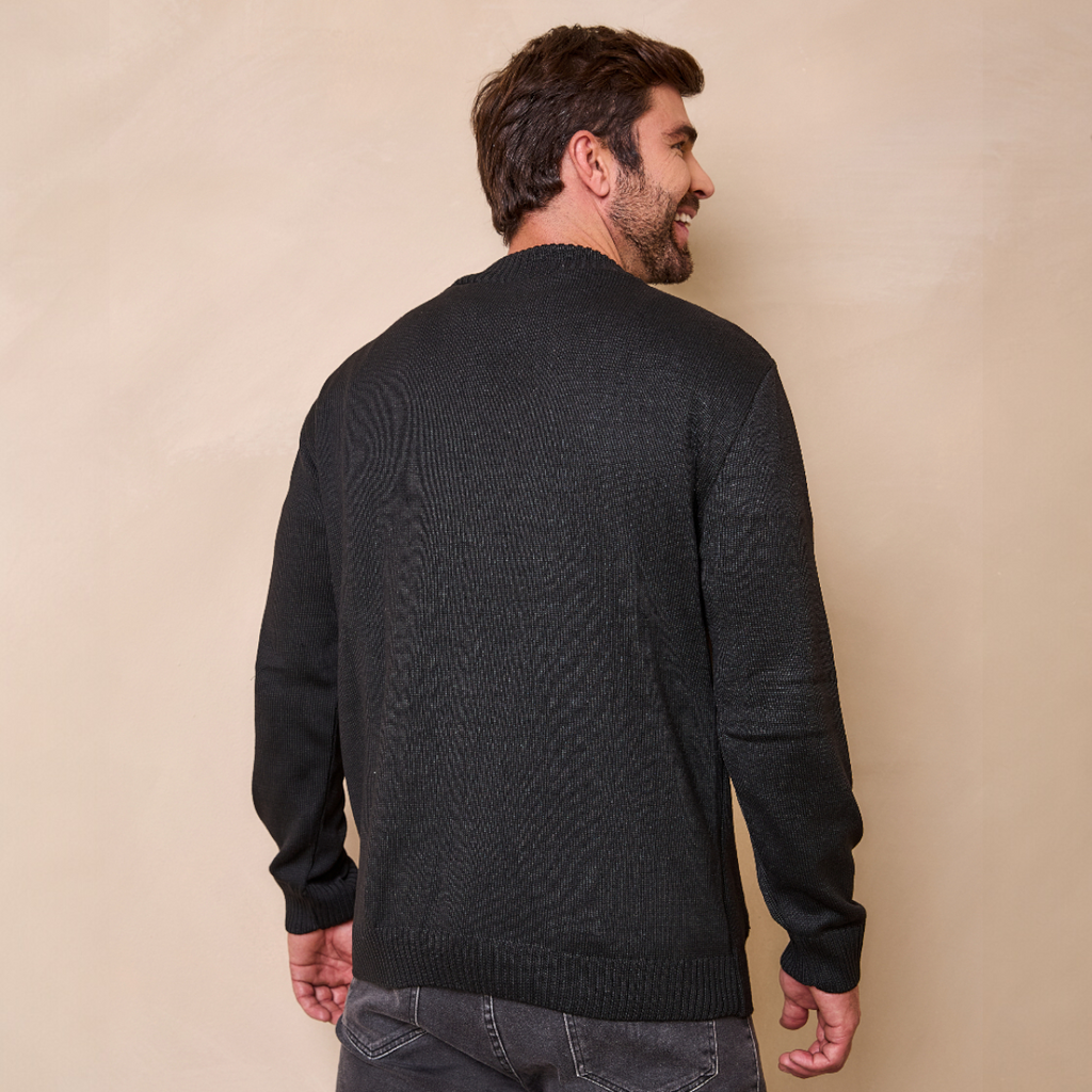 Jaqueta Masculina Tricot com Zíper e Bolso