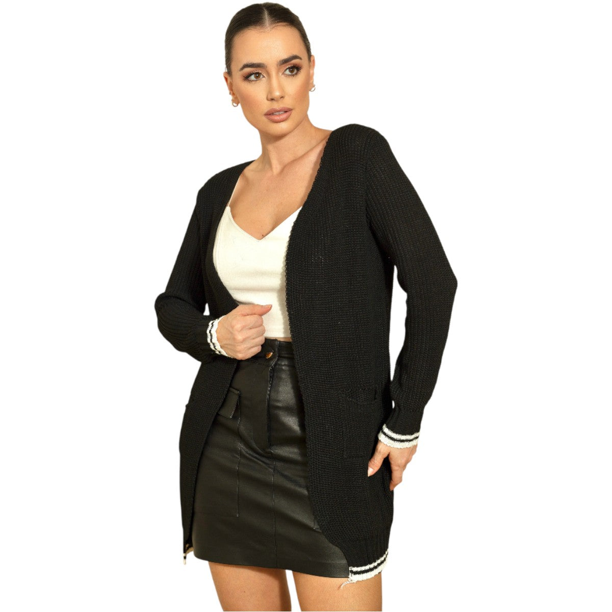 Cardigã De Trança Trico Tricot Manga Inverno