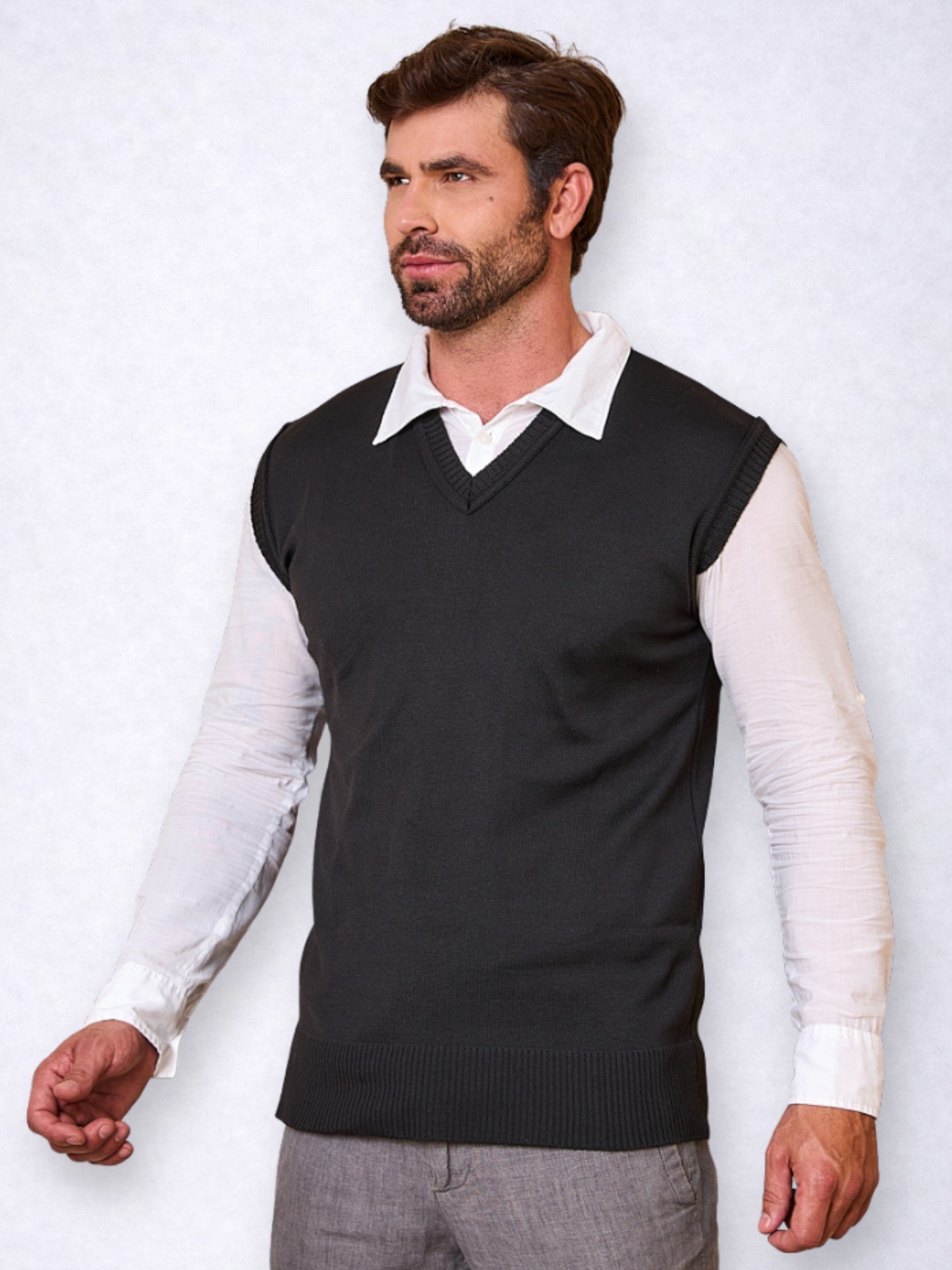 Colete Social Masculino Liso Gola V Clássico