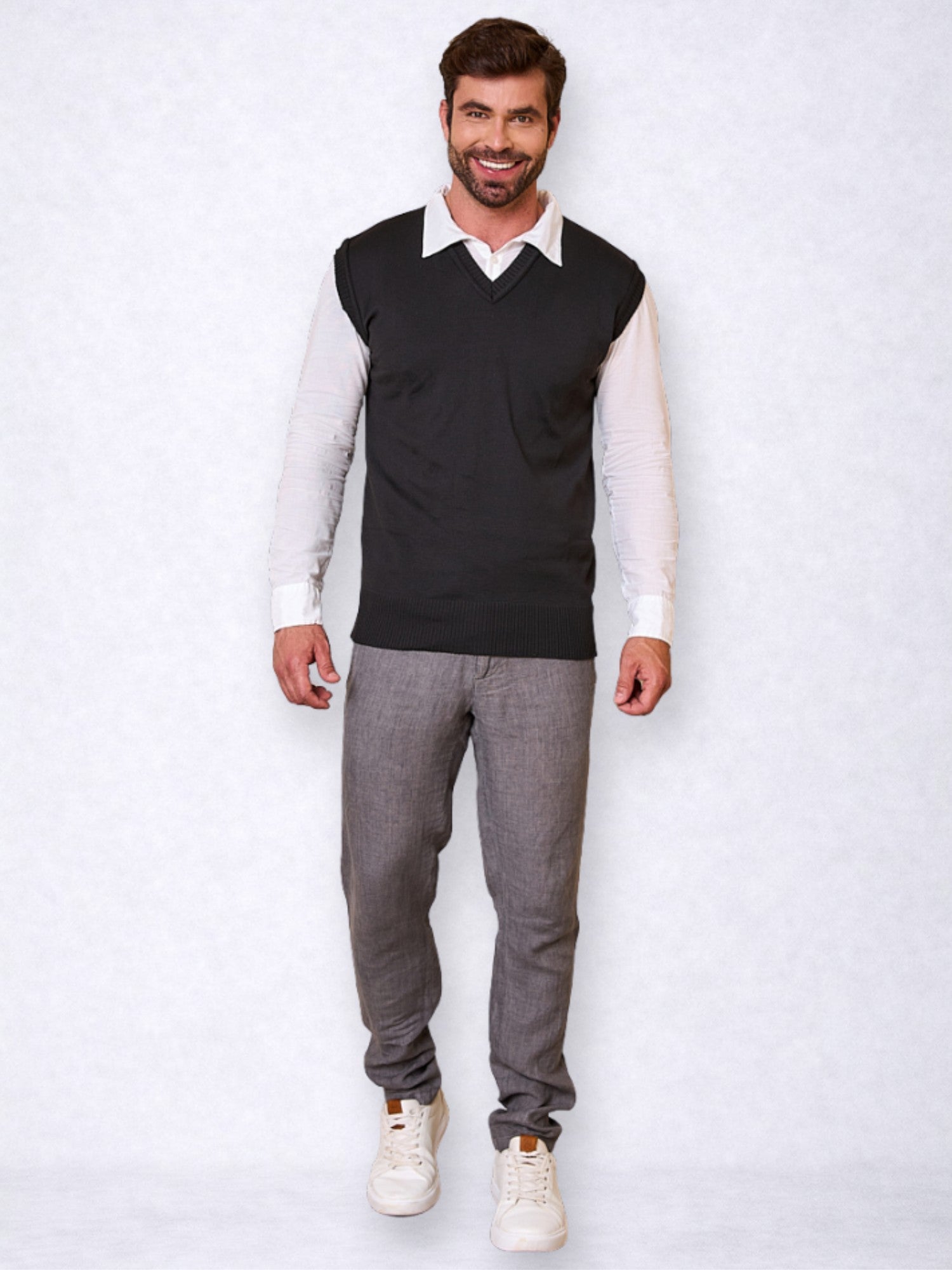 Colete Social Masculino Liso Gola V Clássico