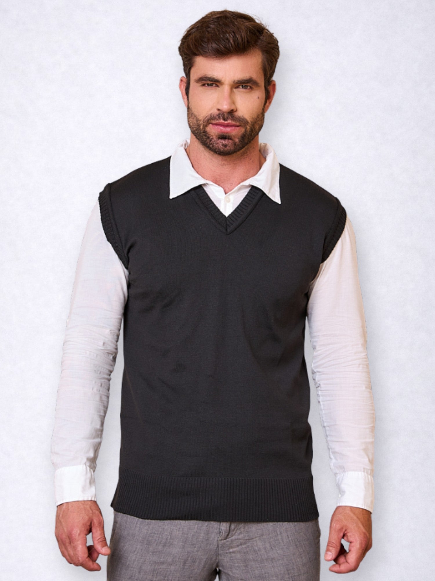 Colete Social Masculino Liso Gola V Clássico