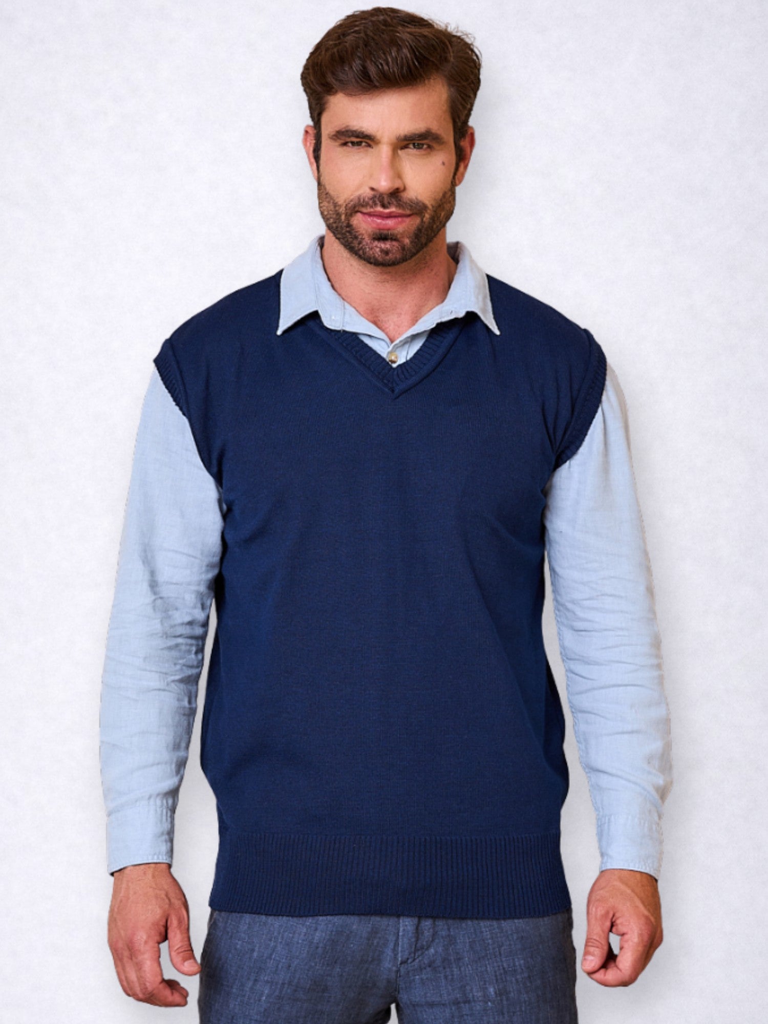 Colete Social Masculino Liso Gola V Clássico