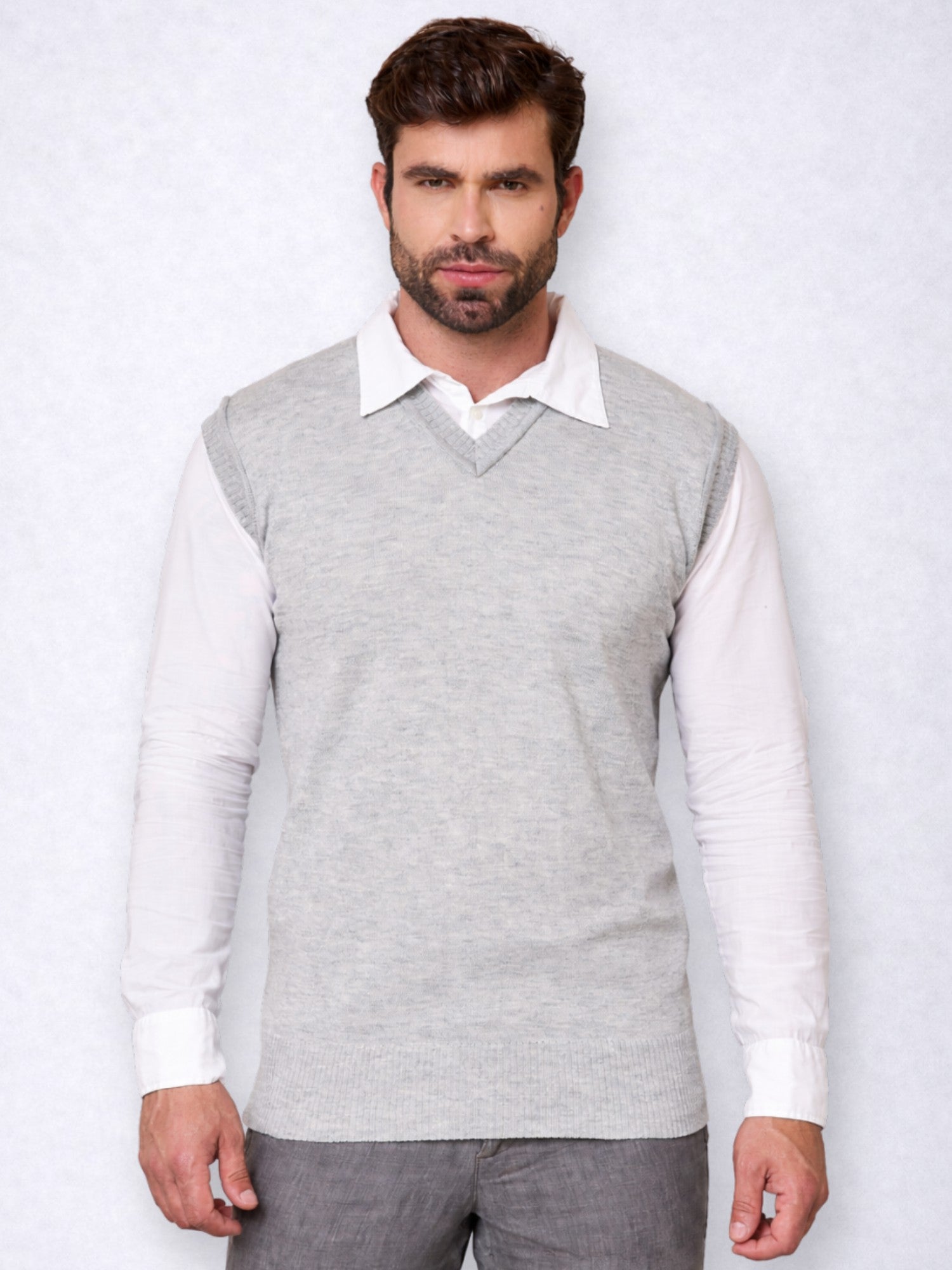 Colete Social Masculino Liso Gola V Clássico