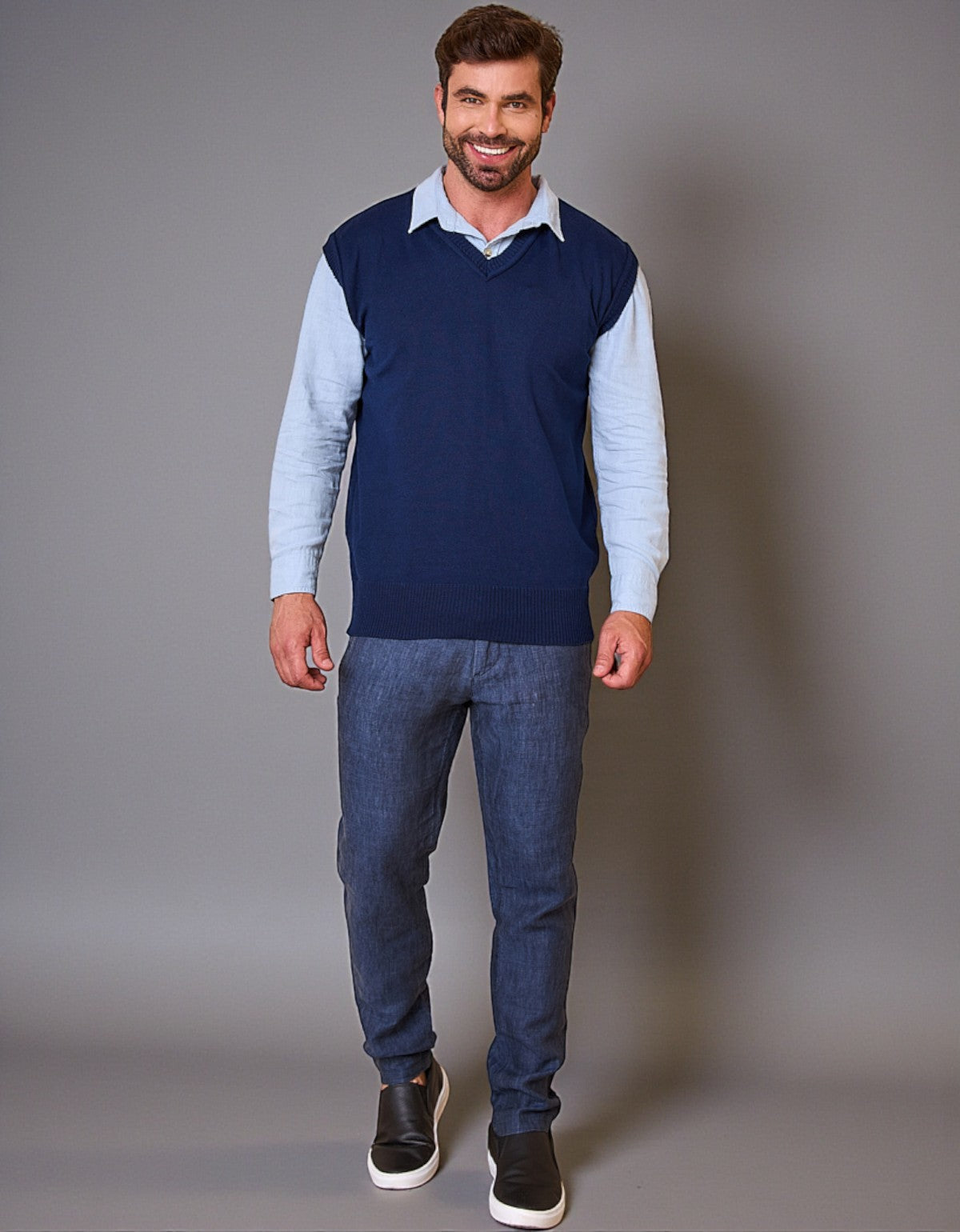 Colete Social Masculino Liso Gola V Clássico