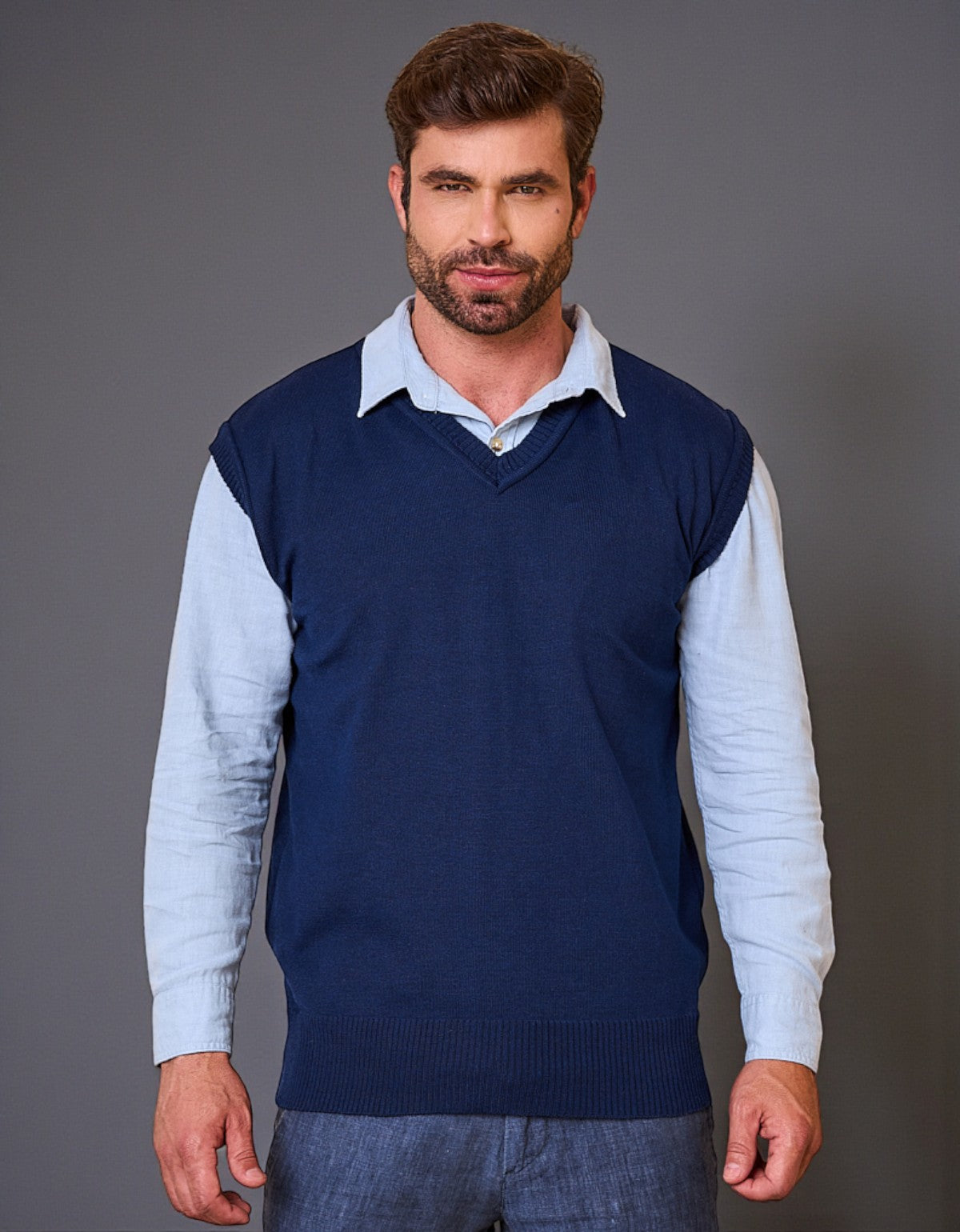 Colete Social Masculino Liso Gola V Clássico