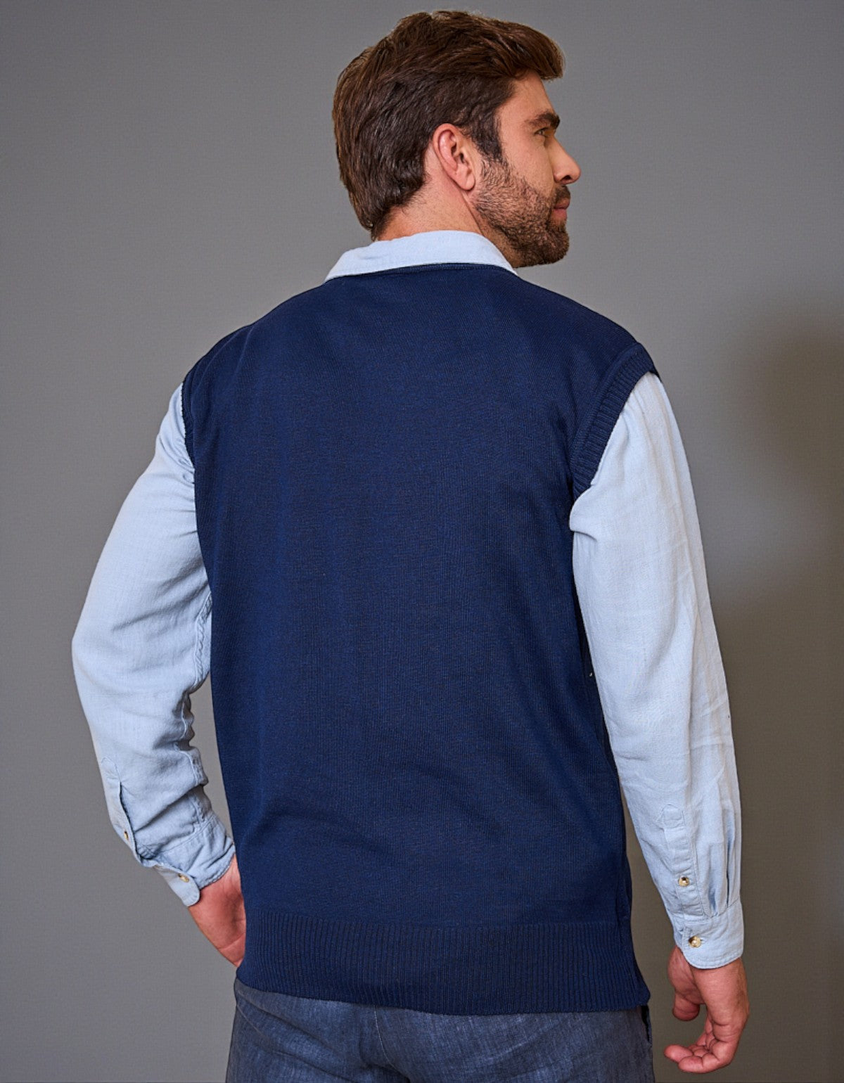 Colete Social Masculino Liso Gola V Clássico