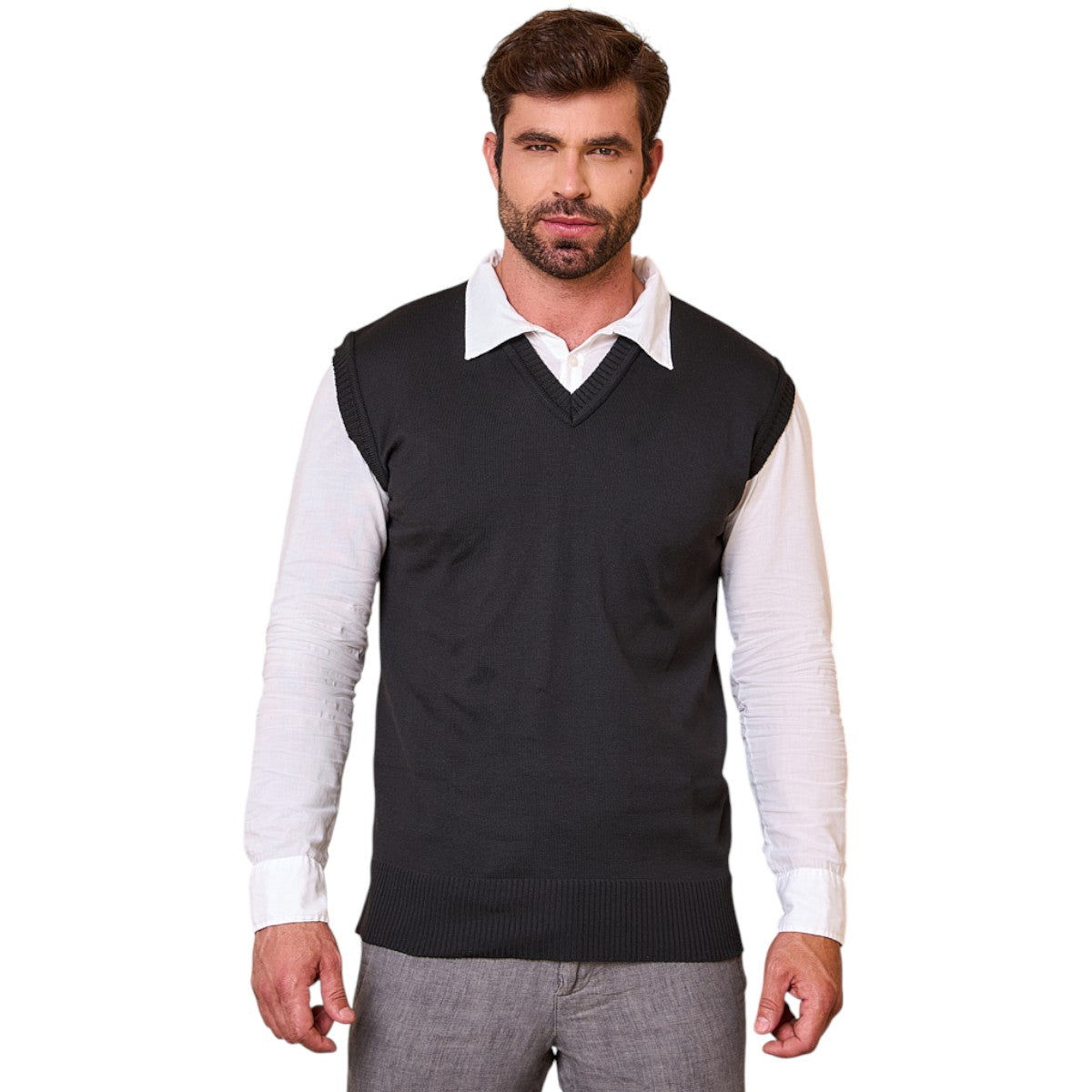 Colete Social Masculino Liso Gola V Clássico