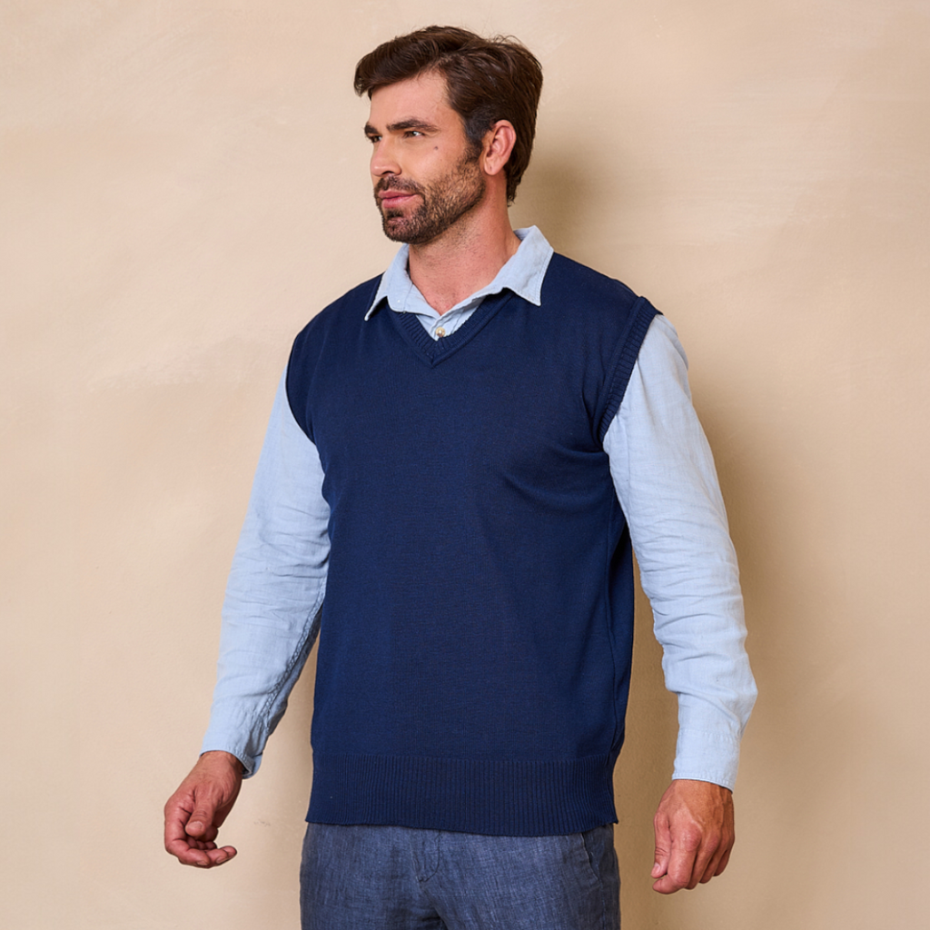 Colete Social Masculino Liso Gola V Clássico