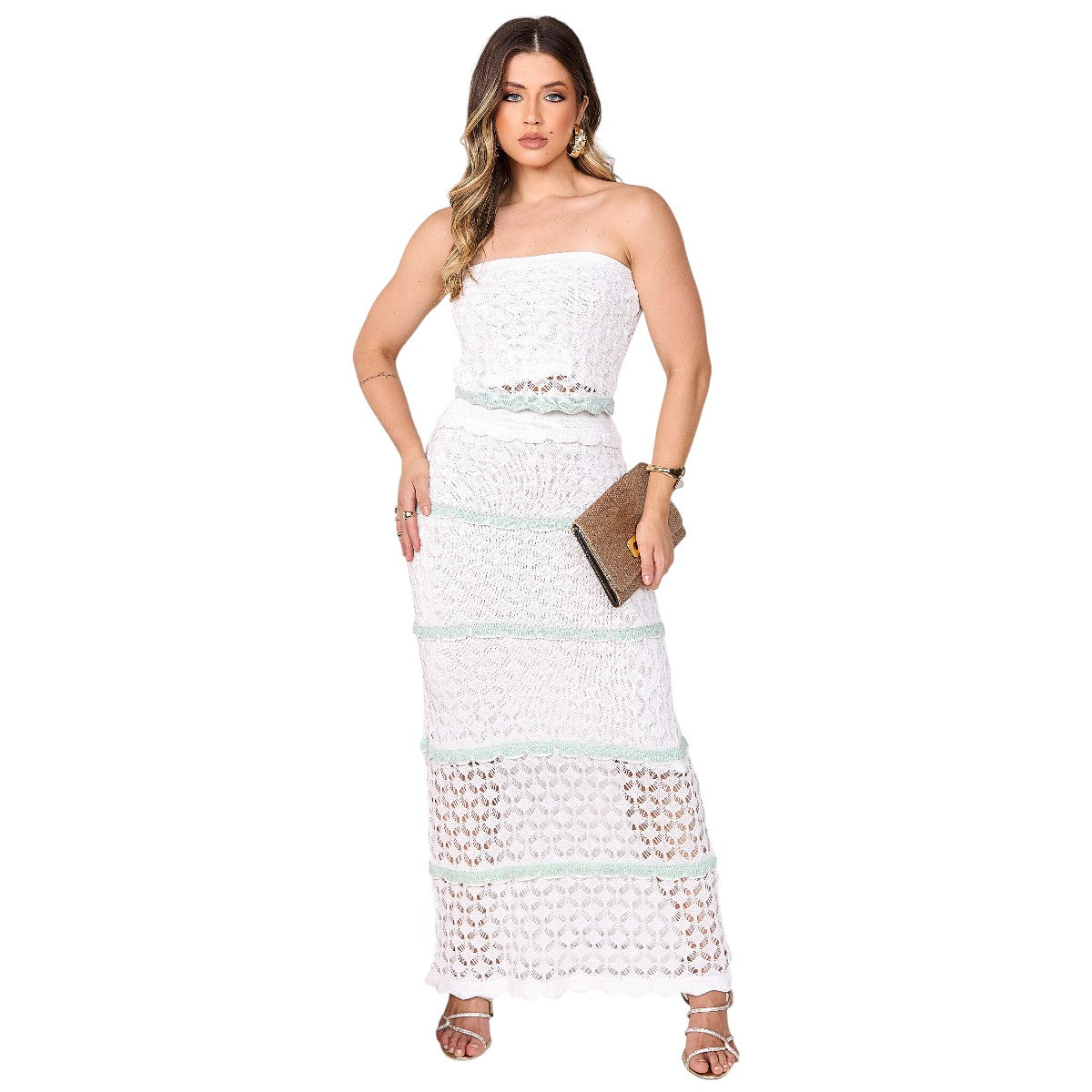 Conjunto de Tricô Rendado Luxo Reveillon