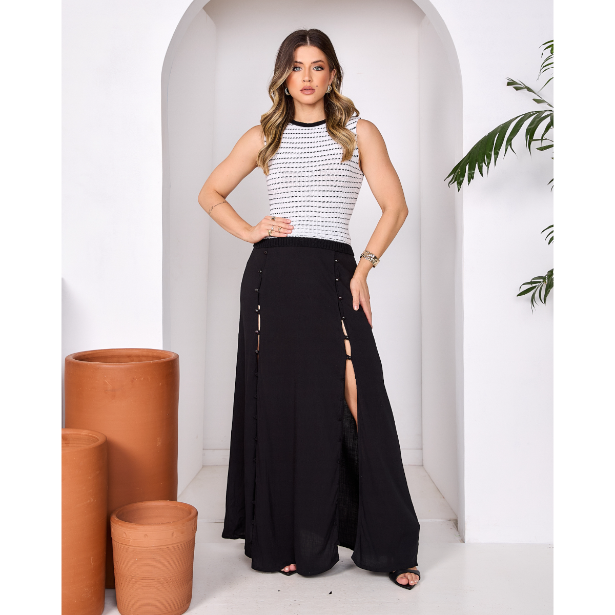 Regata Feminina Canelada Listrada Modal