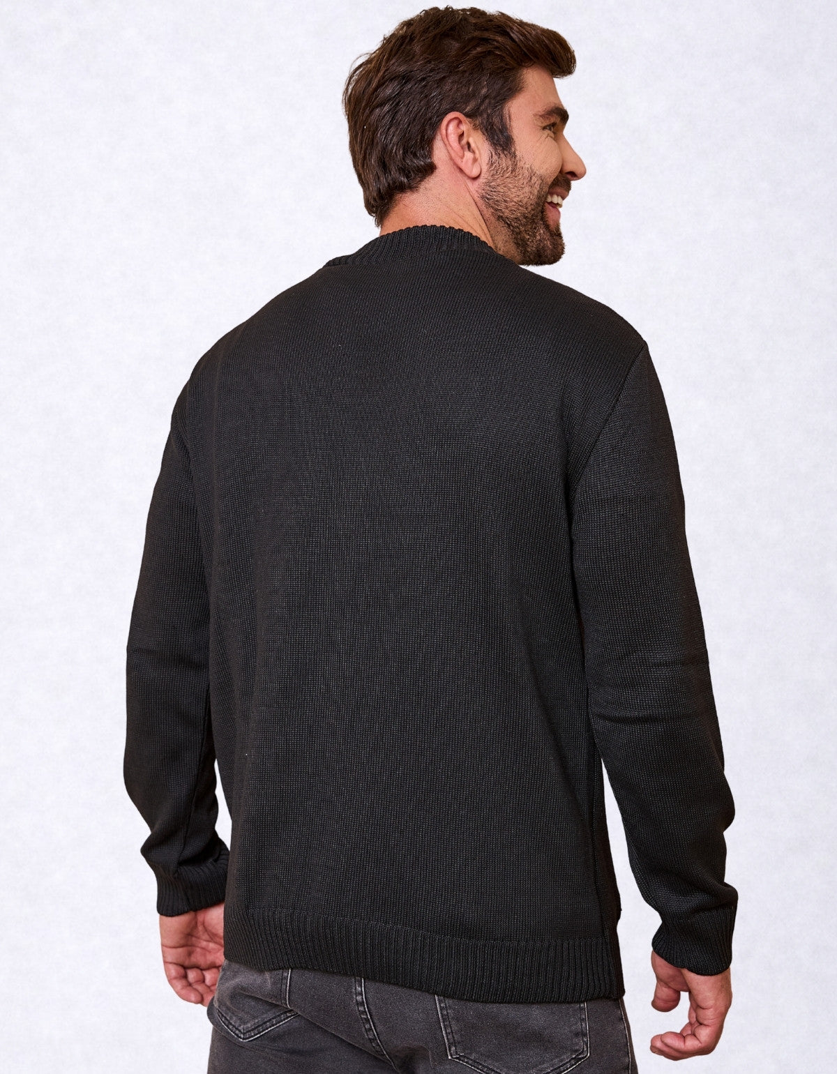 Jaqueta Masculina Tricot com Zíper e Bolso