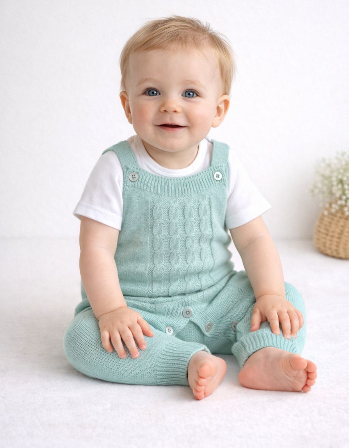 Jardineira Bebê Tricot Macacão Infantil Menina