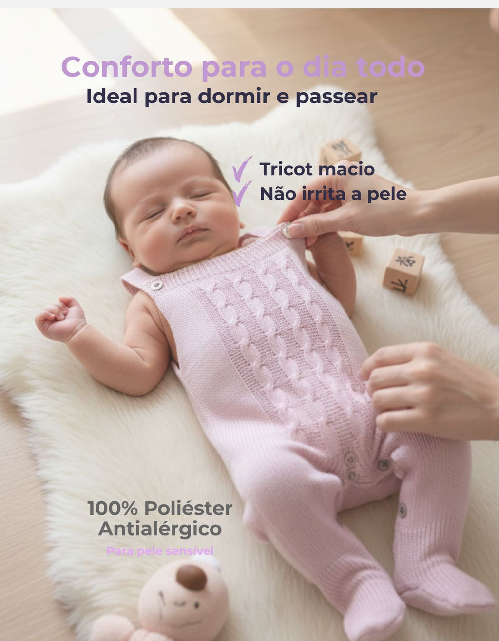 Jardineira Bebê Tricot Macacão Infantil Menina