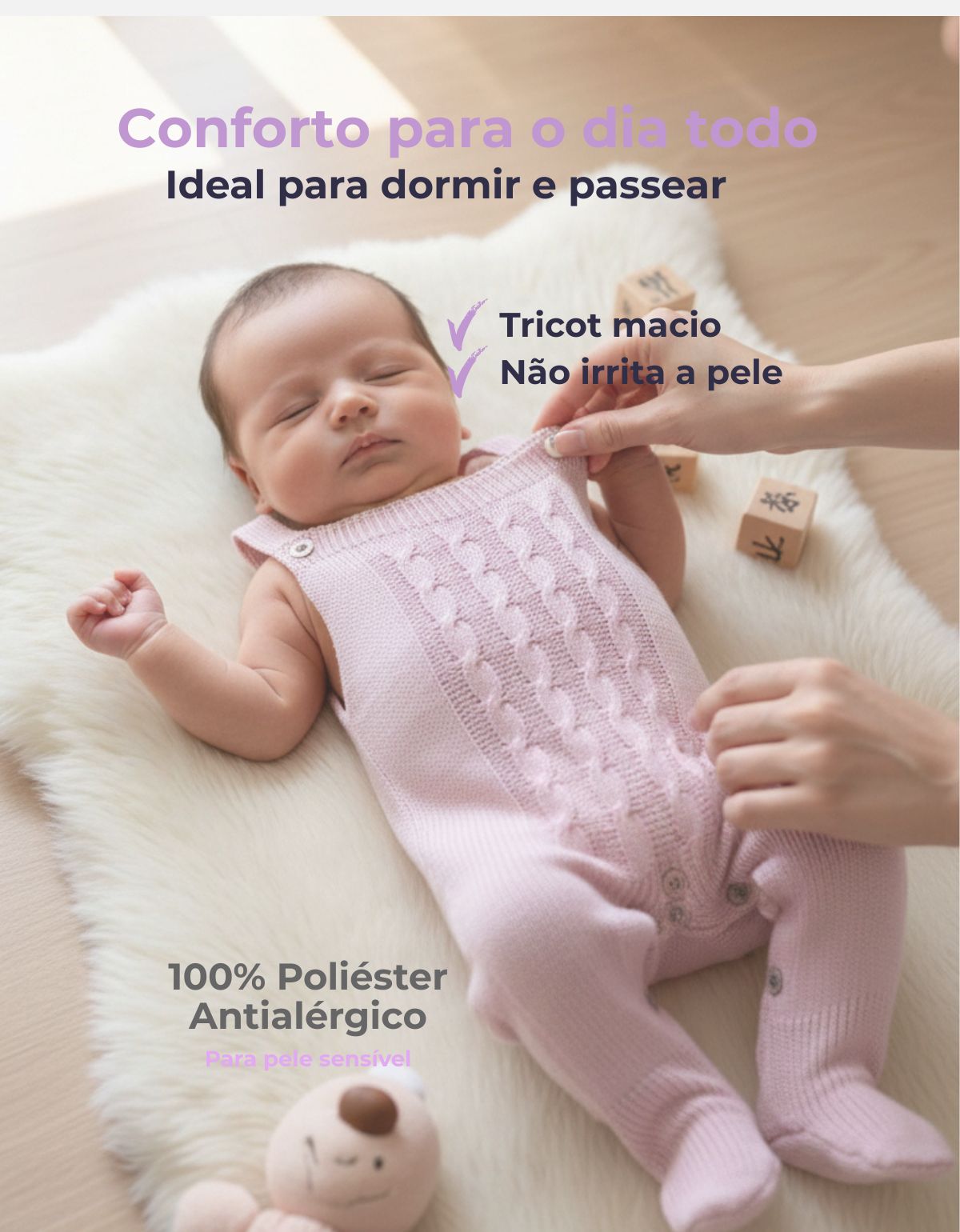 Jardineira Bebê Tricot Macacão Infantil Menina