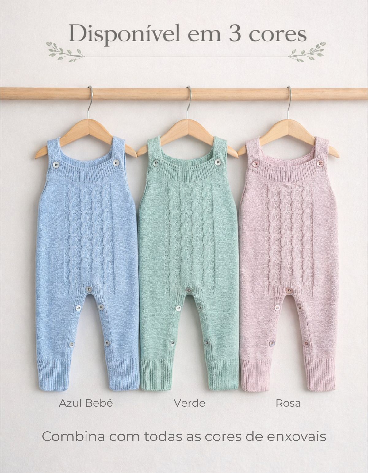 Jardineira Bebê Tricot Macacão Infantil Menina
