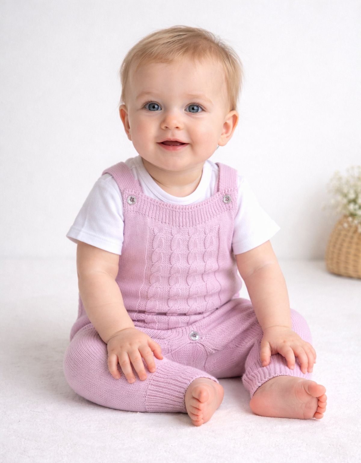 Jardineira Bebê Tricot Macacão Infantil Menina