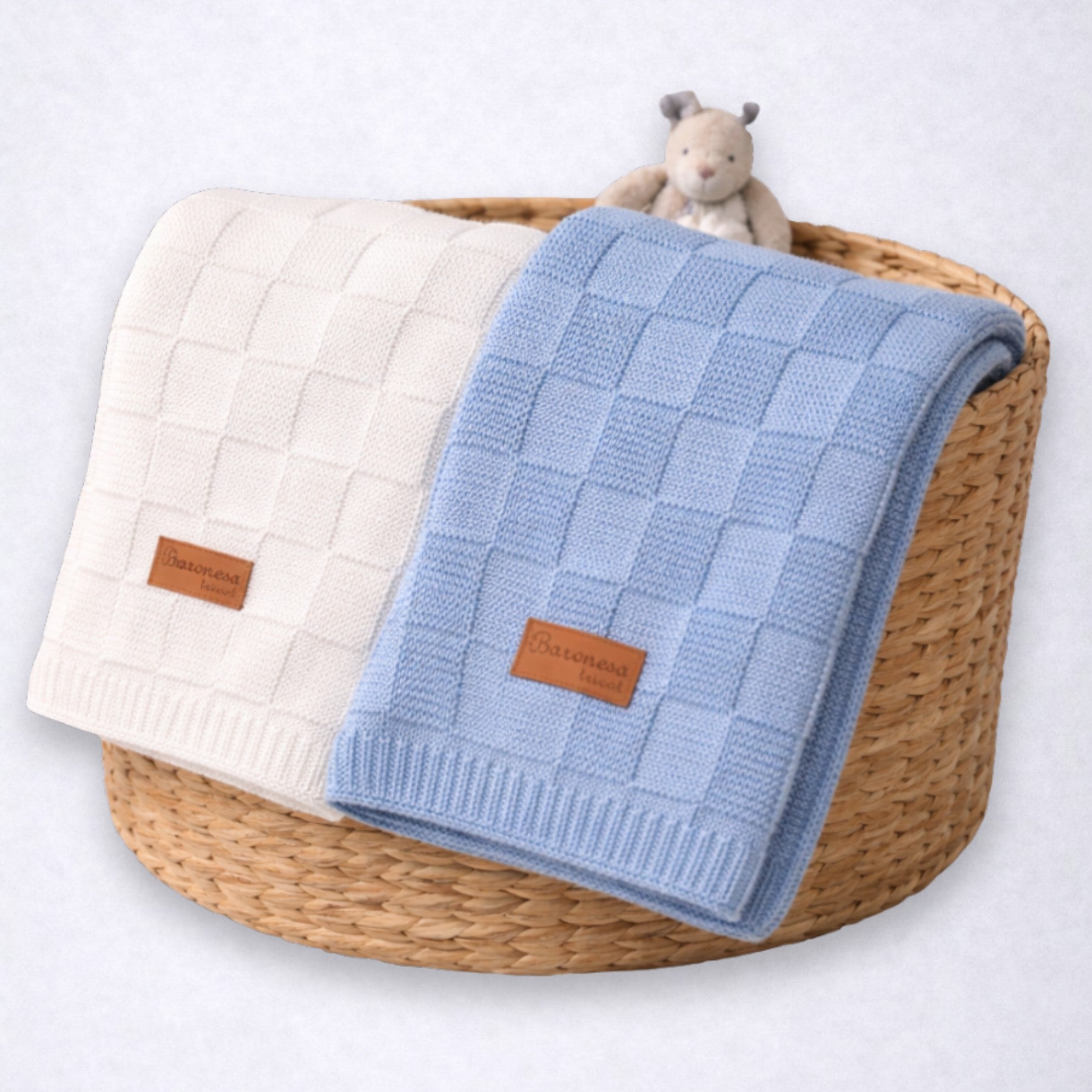 Kit 2 Manta de Bebê Tricô Direito e Avesso