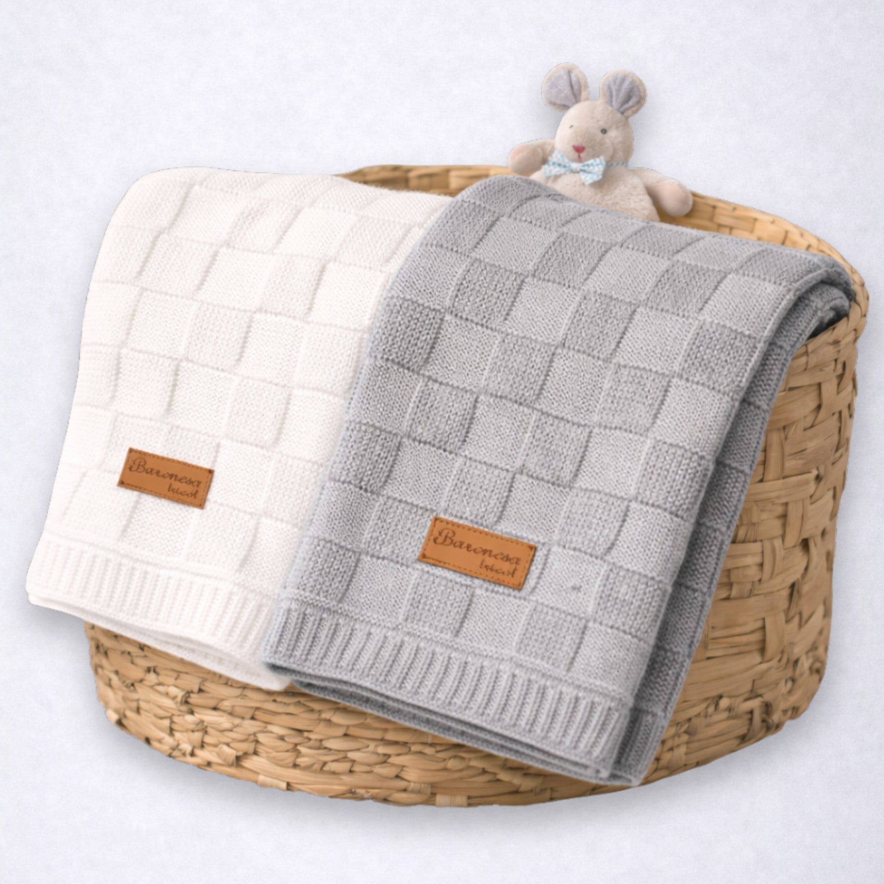 Kit 2 Manta de Bebê Tricô Direito e Avesso