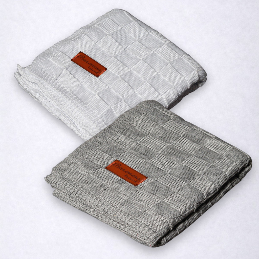 Kit 2 Manta de Bebê Tricô Direito e Avesso