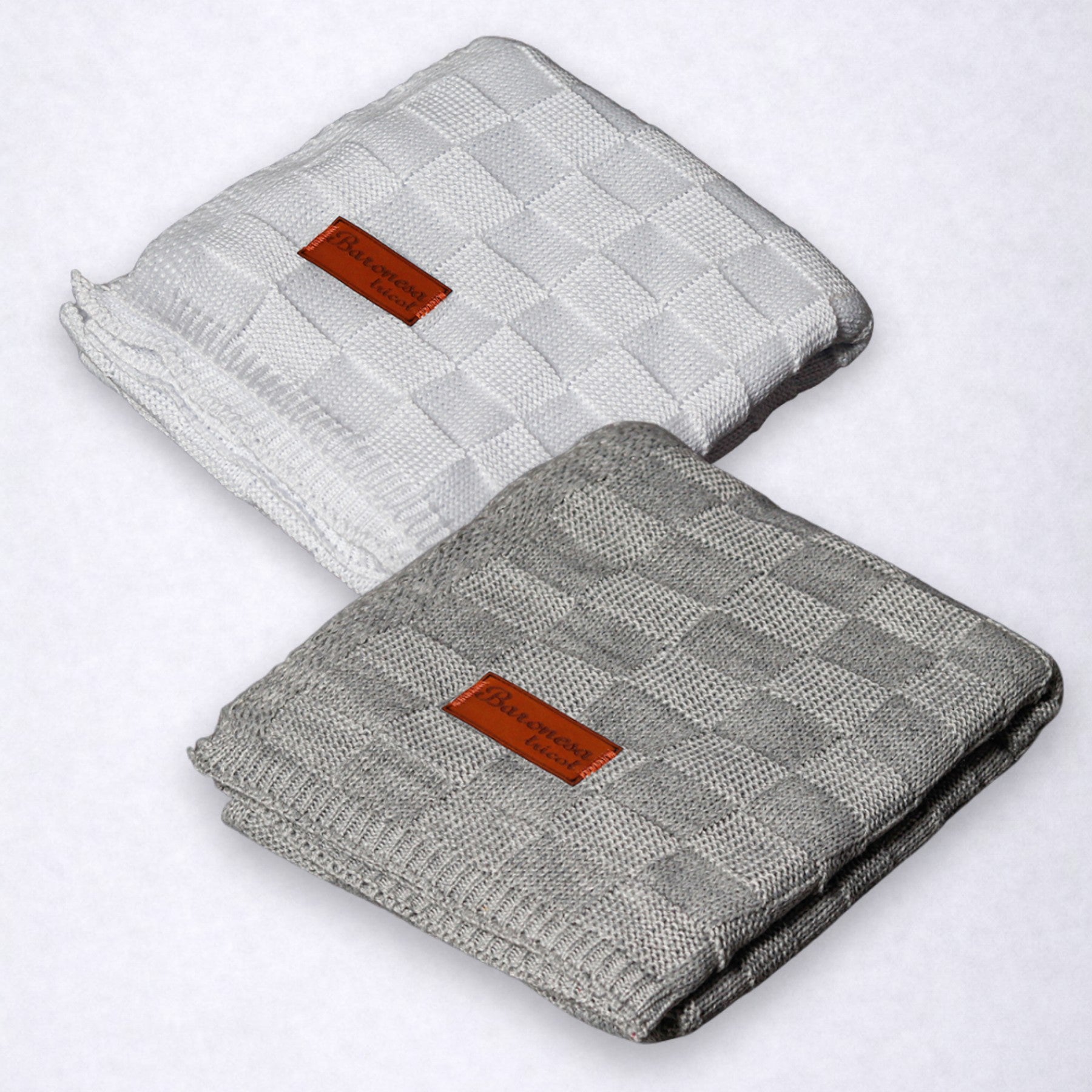 Kit 2 Manta de Bebê Tricô Direito e Avesso