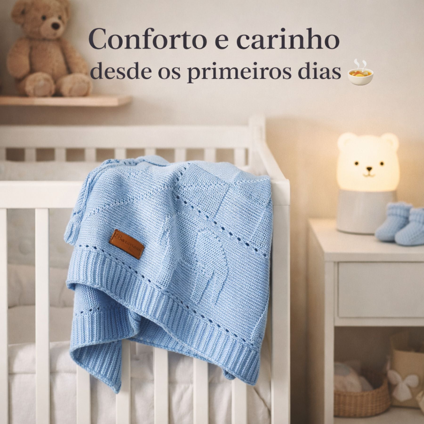 Mantinha de Tricô Bebê Conforto Bichinho