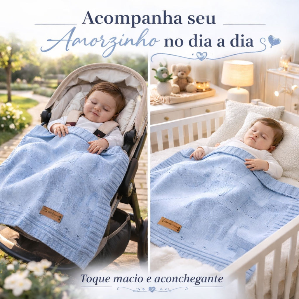 Mantinha de Tricô Bebê Conforto Bichinho