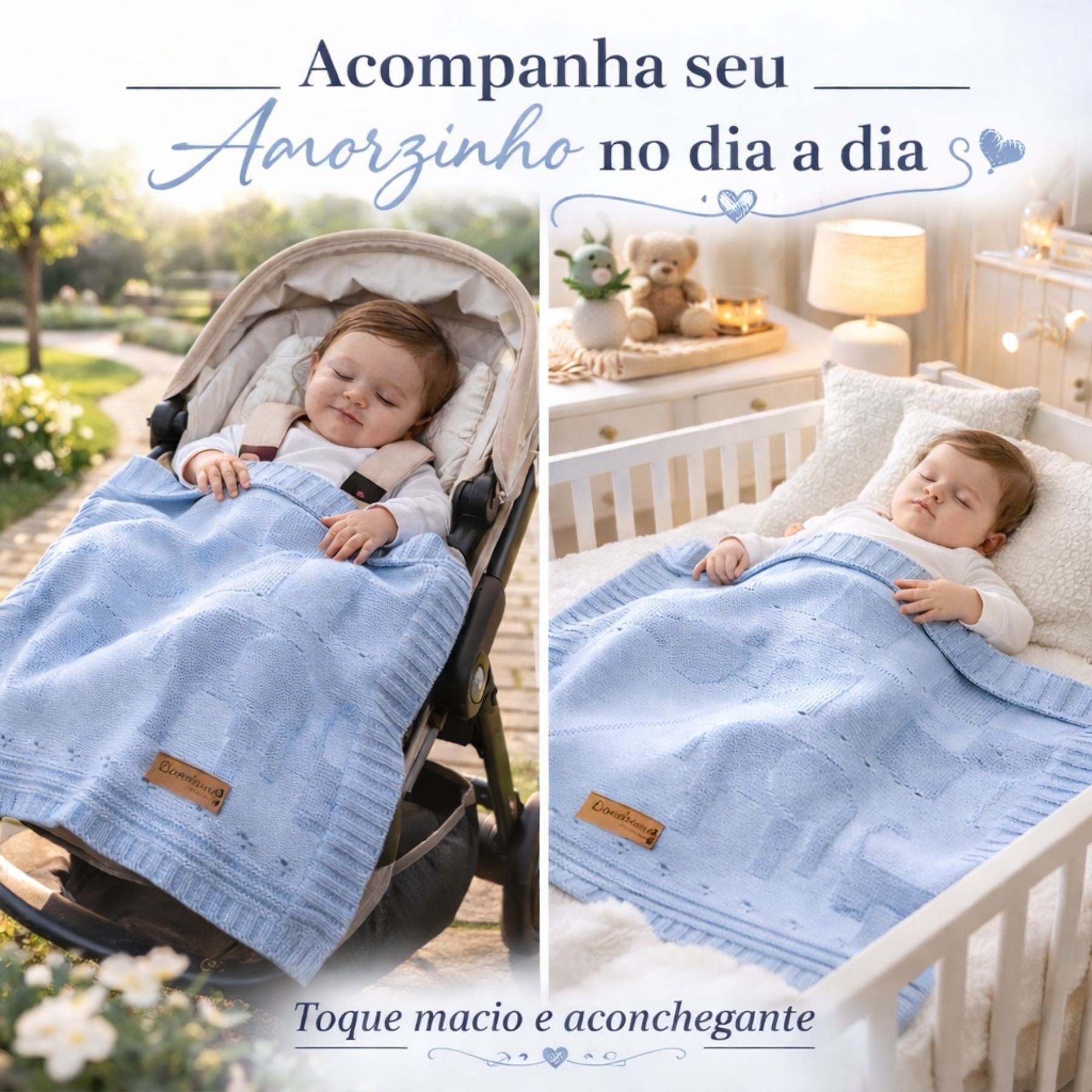 Mantinha de Tricô Bebê Conforto Bichinho