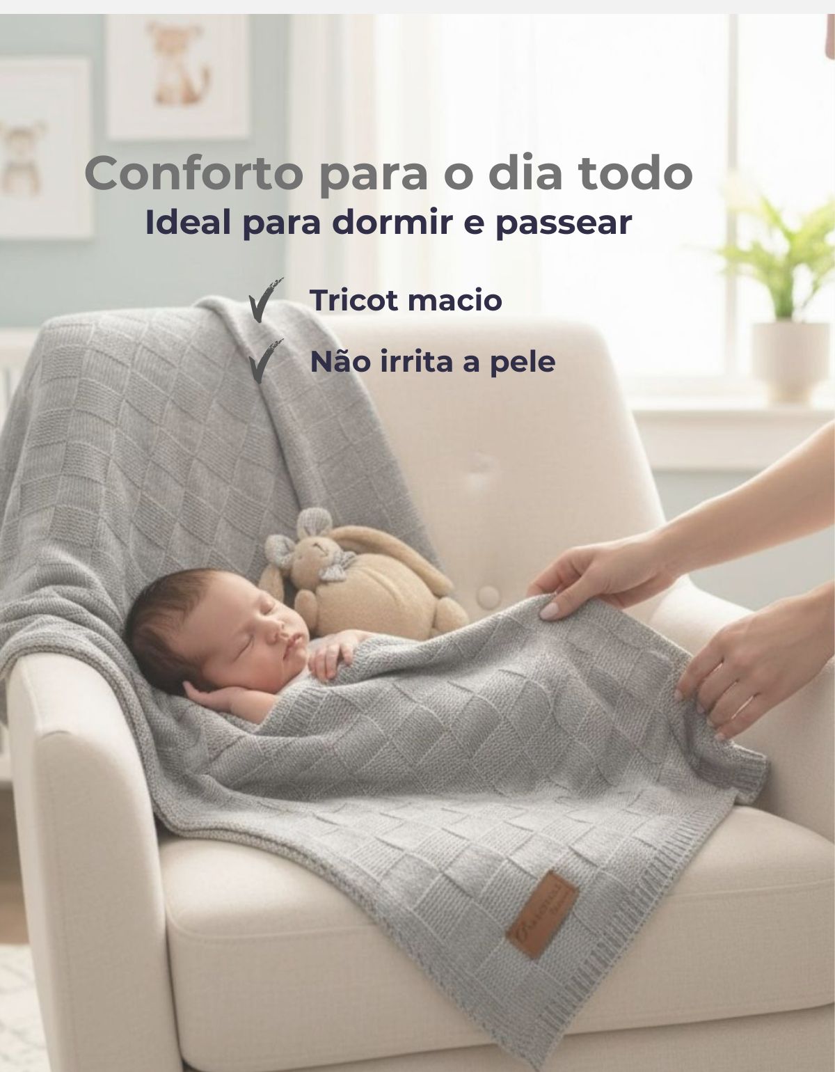 Manta de Tricot para Bebê Recem Nascido DA