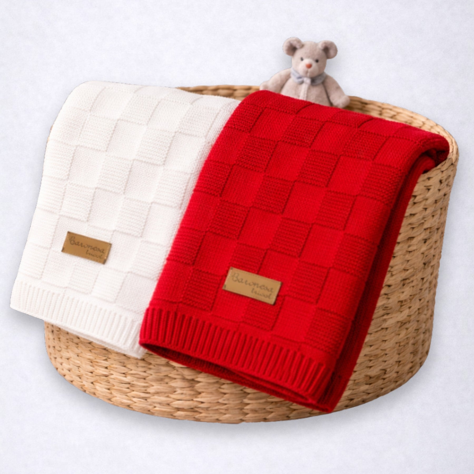 Kit 2 Manta de Bebê Tricô Direito e Avesso