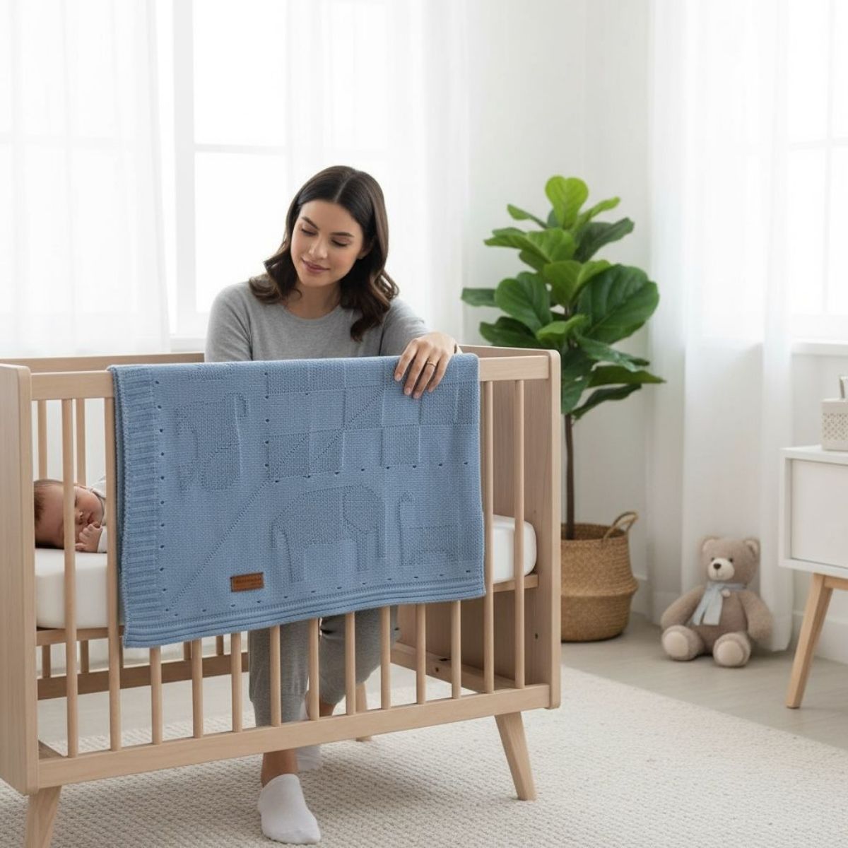 Mantinha de Tricô Bebê Conforto Bichinho