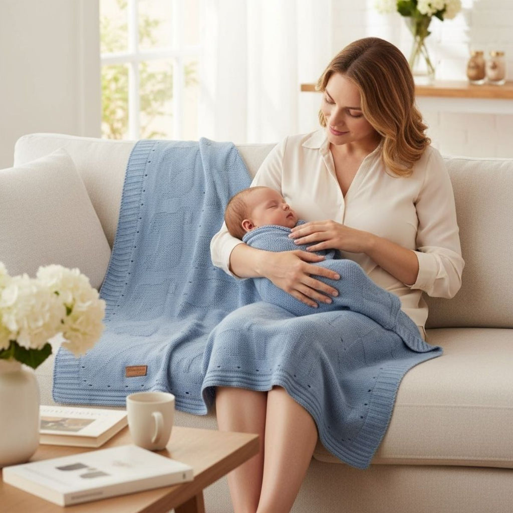 Mantinha de Tricô Bebê Conforto Bichinho