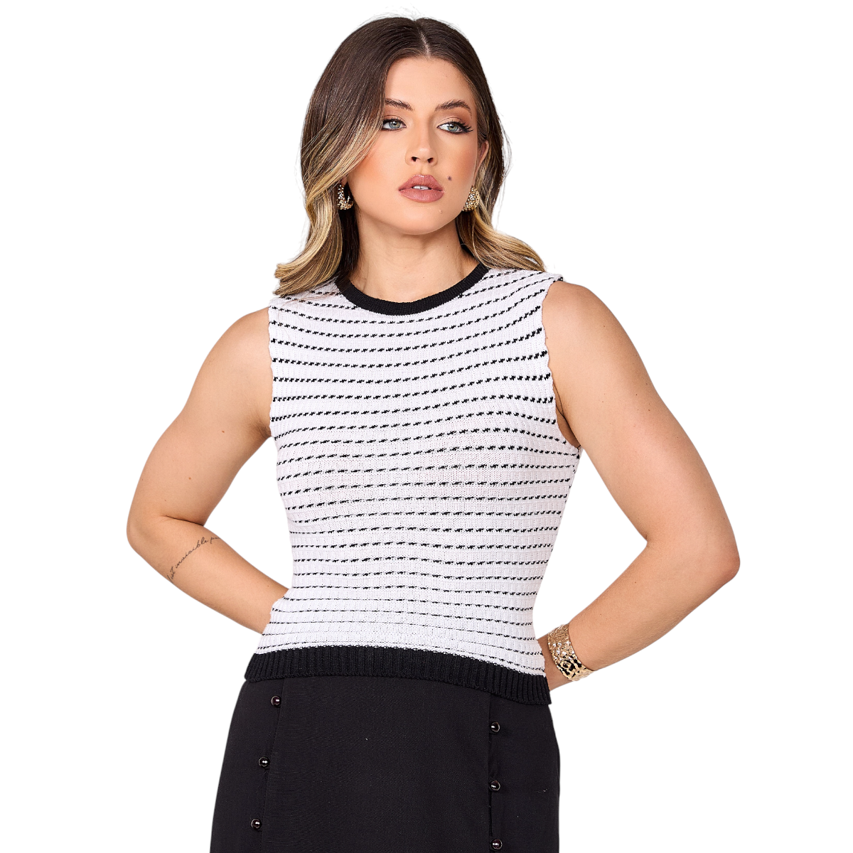 Regata Feminina Canelada Listrada Modal