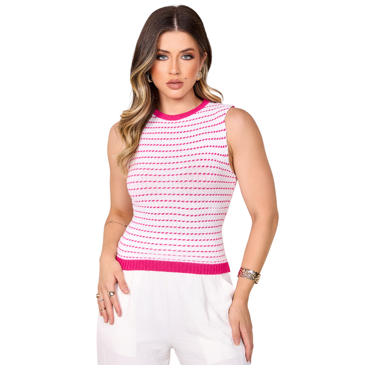 Regata Feminina Canelada Listrada Modal